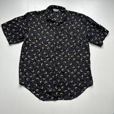 Vintage Edgemont 100 Silk Celestial Moon Stars Shirt Size XL Sleep Pj Boho