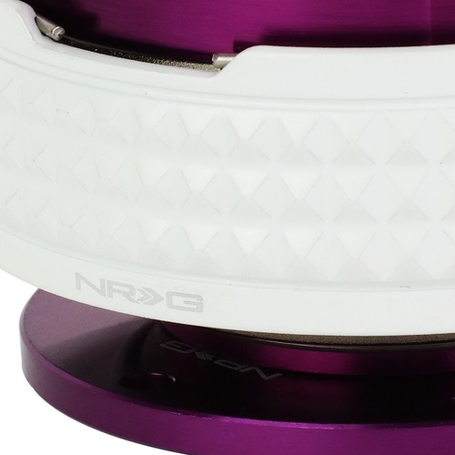 NRG 6-BOLT ALUMINUM STEERING WHEEL QUICK RELEASE 2.1 PURPLE/GLOW IN DARK RING - Picture 3 of 7