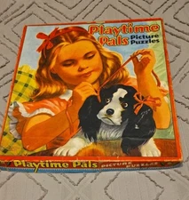 VINTAGE SAALFIELD PLAYTIME PALS - PICTURE PUZZLE - GIRL & DOG