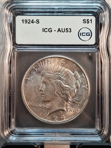 1924-S Peace Dollar AU53 ICG