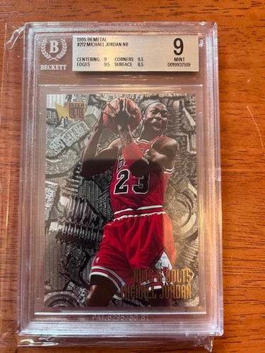 Fleer 1995-96 Fleer Metal Michael Jordan Nuts & Bolts #212 BGS 9 Bulls 9.5 SUBS