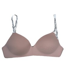 Victoria  s Secret 32DD Beige T-Shirt Lightly Lined Wireless Bra White Straps