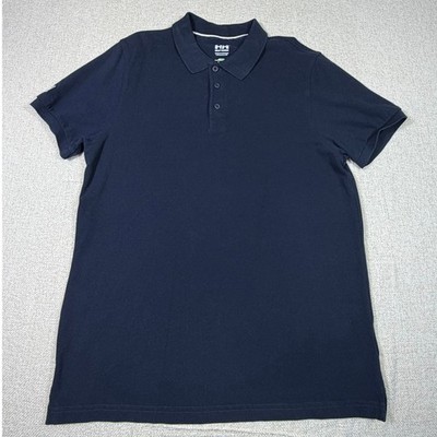 Helly Hansen Men Large Blue 3 Button Short Sleeve Polo Shirt Performance Wear