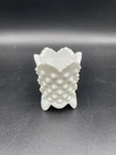Vintage Fenton white milkglass hobnail toothpick holder 3”