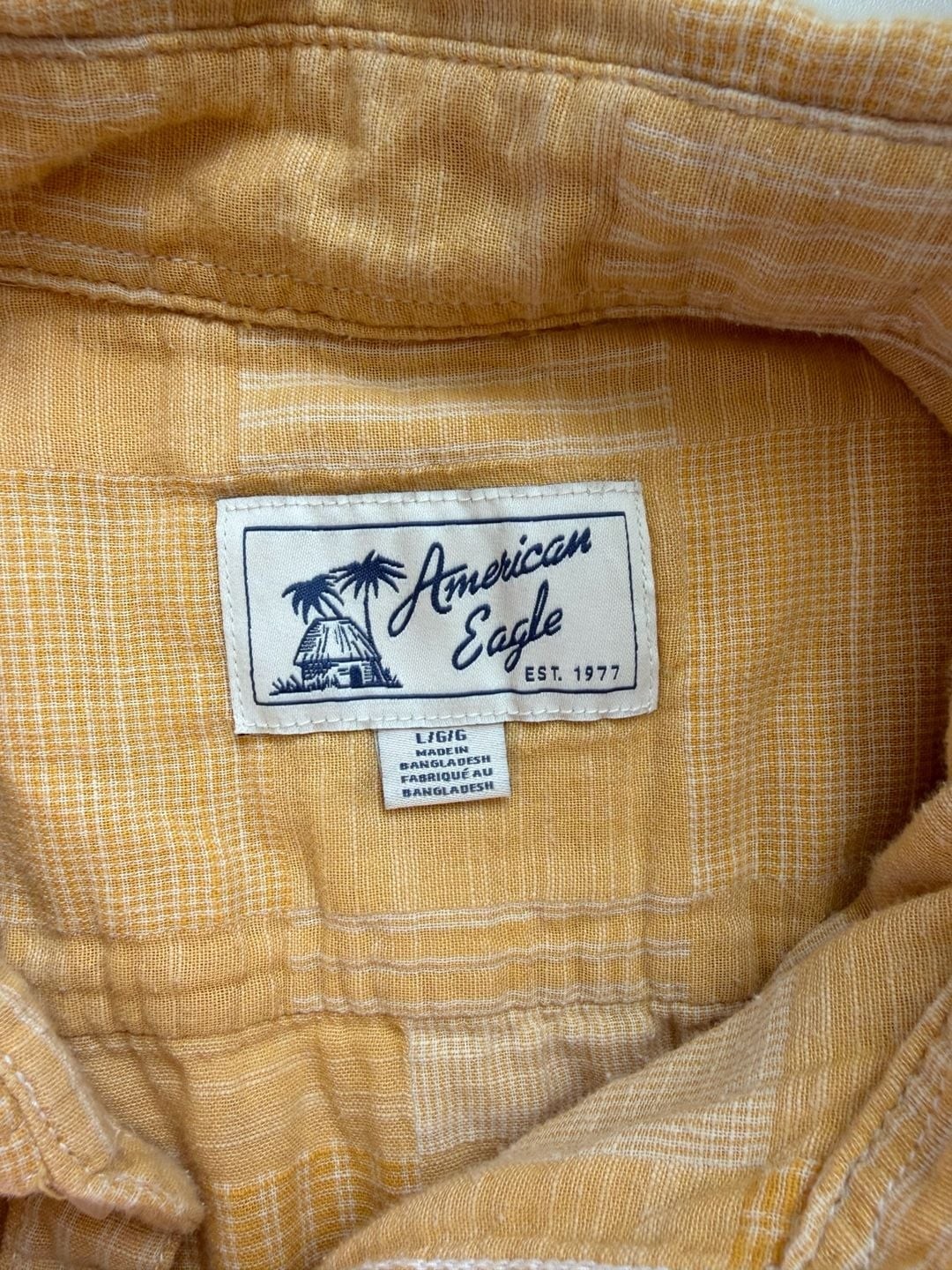 American Eagle Yellow Patchwork Jacquard Short Sl… - image 3