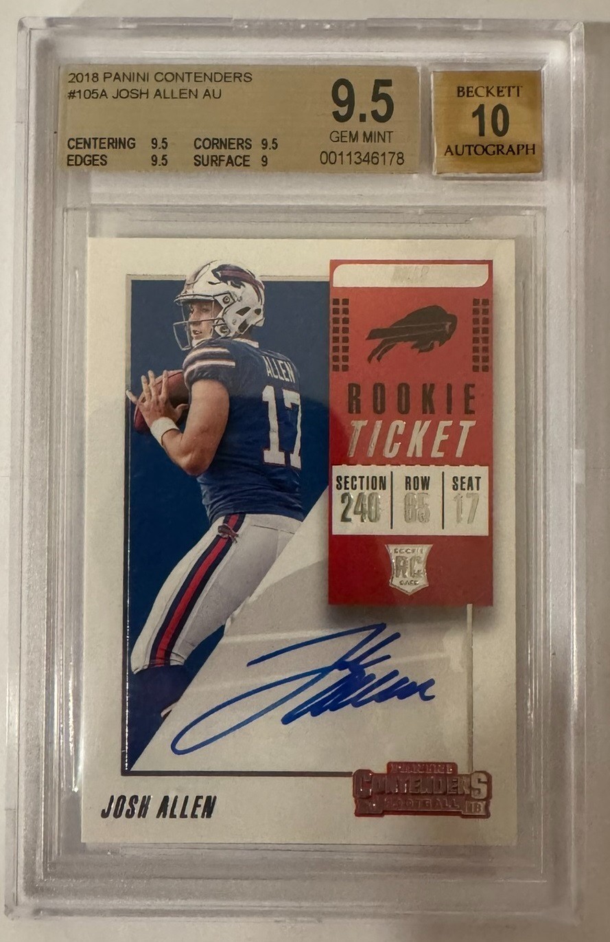 2018 Panini Contenders Josh Allen Rookie On Card AUTO #105A RPS BGS 9.5/10 BILLS