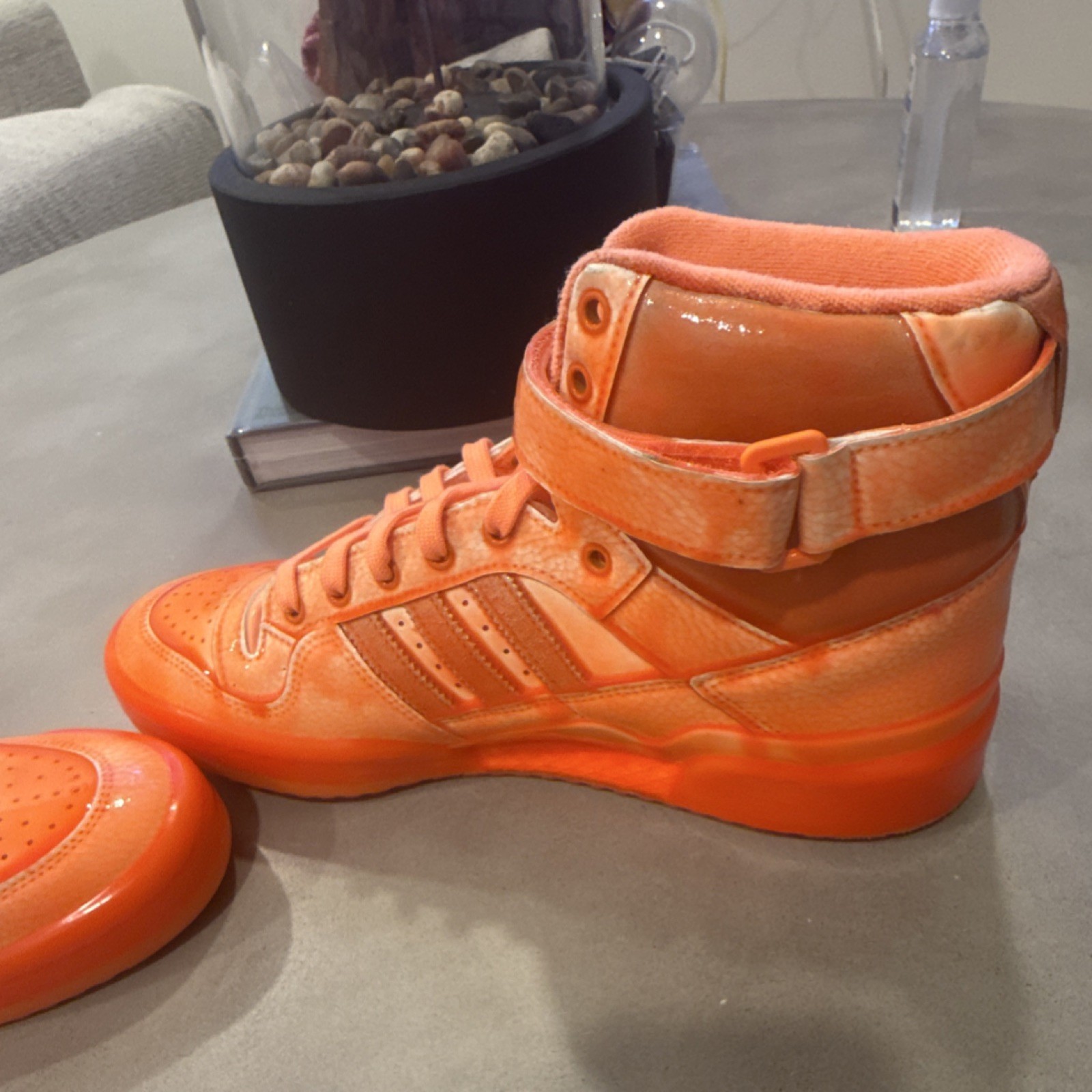 adidas Jeremy Scott Forum High Dipped Q46124 Signal Orange Patent Lace Up Men's thumbnail 5