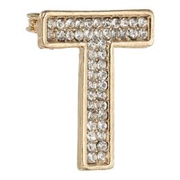 T Strass Broschen FüR Damen/Herren, Gold, Anfangsbuchstabe Anstecknadel