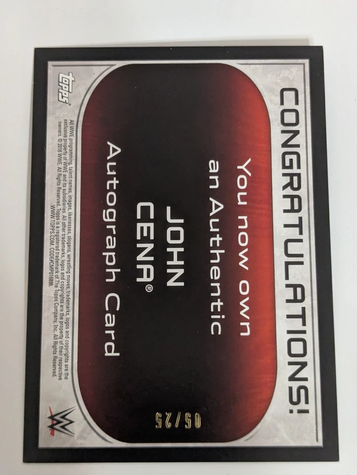 2015 Topps Road To WrestleMania WWE John Cena tarjeta automática plateada/25 Foto 2 de 2