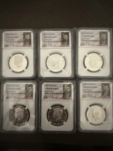 Lot of 6. Silver Kennedy Half Dollar. Proof NGC PF 69 ULTRA CAMEO. 2004 & 2006.