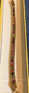 Authentic Boutique Multi Colored Cubic Zirconia Gold Plated Bracelet