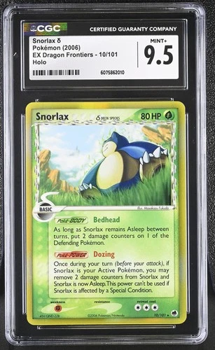 CGC 9.5 MINT+ Snorlax 2006 EX Dragon Frontiers 10/101 Holo Pokemon Card
