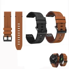 20 22 26mm Leather Watch Wristband Strap For Garmin Fenix 7X 7 6 6X 6 6S Pro