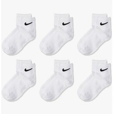 NIKE Little Kids Lightweight Ankle Socks - White - Size XS 10C-3Y / 5-7 Years