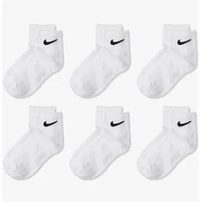 NIKE Little Kids Lightweight Ankle Socks - White - Size XS = 10C-3Y / 5-7 Years