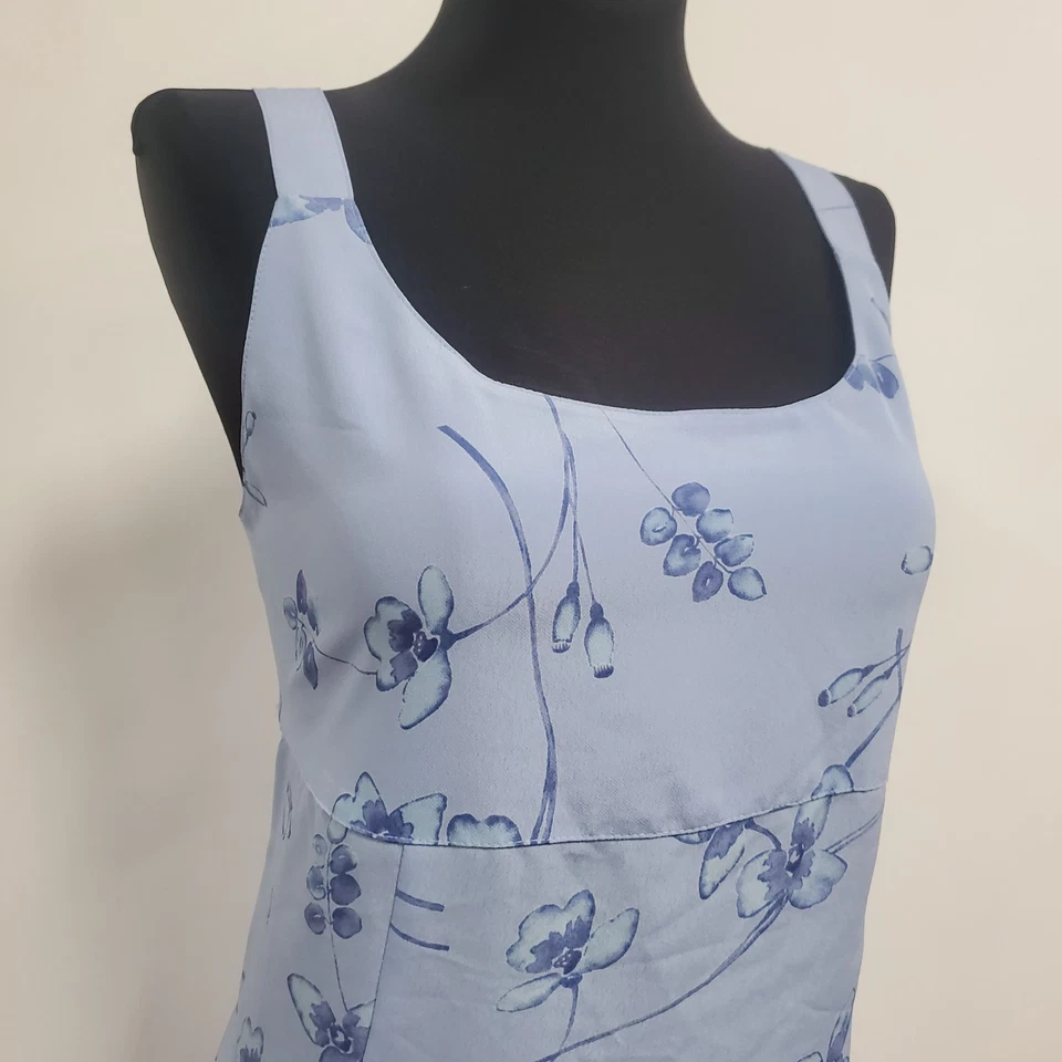 Vintage Express Womens Silk Y2K Babydoll Maxi Dress Size 7/8 Blue Fairy Preppy - Image 2 of 4