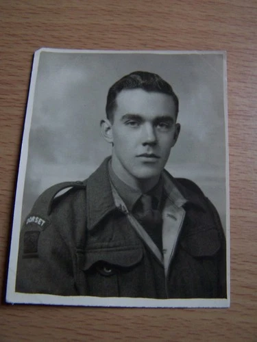 Military Soldier Portrait Vintage Photo Dorset Badge on Arm