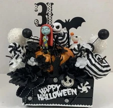 Halloween Jack Skellington Nightmare Small Wood Crate Tiered Tray Pumpkins New