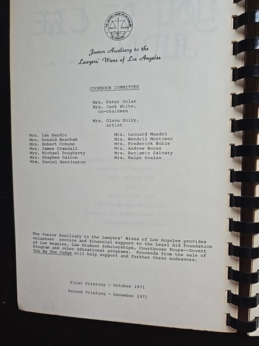 1971 YOU BE THE JUDGE COOKBOOK, JUNIOR AUXILIARY TO THE LAWERS' WIVES OF LA - Imagen 4 de 5