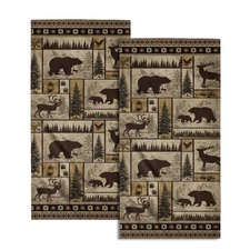 Giwawa Forest Bear Deer Hand Towels Set of 2 Woodland Wildlife Decorative Fac...
