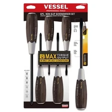 Wood-Compo Non-Slip handle Screwdriver Made in Japan by (6PCS SET 3006CS)