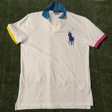 Polo Ralph Lauren Men  s Custom Slim Fit Big Pony White Polo Shirt Sz SMALL