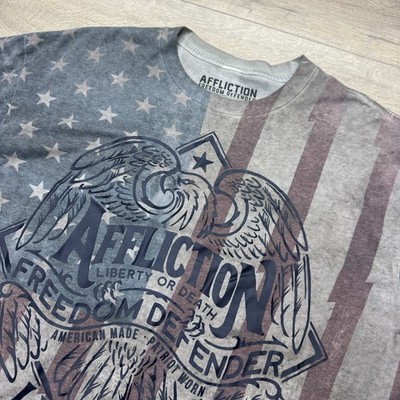 Affliction Freedom Defender S/S T Shirt Men s Sz XXL Biker Patriot USA Flag