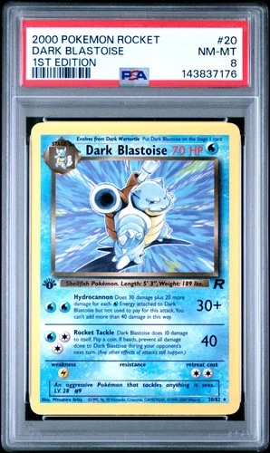 2000 POKEMON ROCKET 1ST EDITION #20 DARK BLASTOISE PSA 8