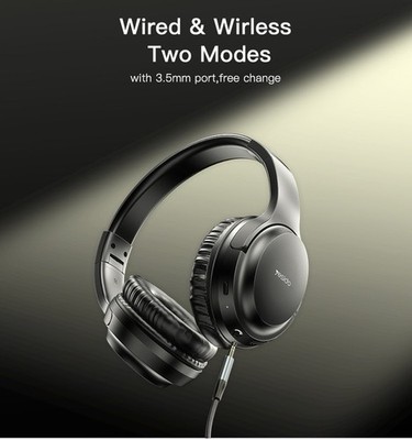 Bluetooth Wireless Headphones, 40mm, Foldaway, Black, 3.5mm Jack