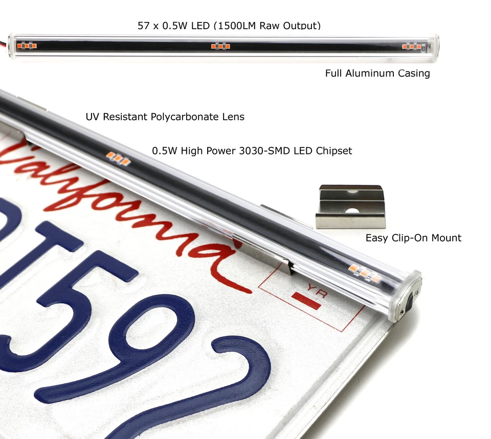 Kit de barra de luz LED roja con montaje en marco de matrícula trasera para todos los autos camiones Foto 2 de 4