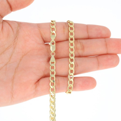 10K Yellow Gold 2mm-7.5mm Curb Cuban Chain Link Necklace or Bracelet 7"-30" - Picture 16 of 20