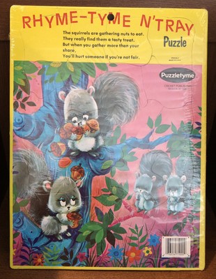 Vintage Rhyme Tyme N' Tray Puzzle Puzzletyme Toys Squirrel USA