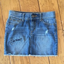 Joes Girls Denim Mini Skirt 10 Distressed Frayed Hem Front Back Pockets