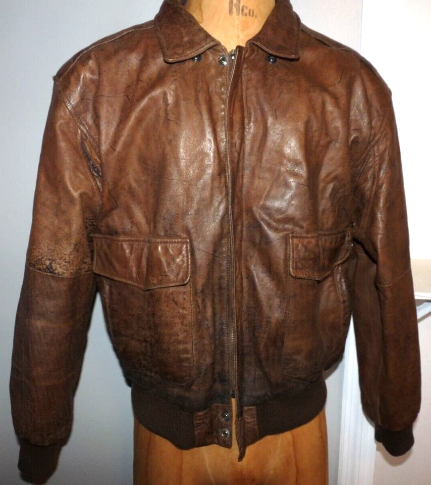 Abrigo de Vuelo Savile Row Grande Mod Marrón Cuero Envejecido Cierre de Cremallera Foto 4 de 4