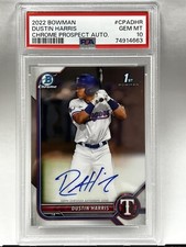 Dustin Harris 2022 BOWMAN CHROME PROSPECT AUTO #CPA-DHR PSA 10 GEM MINT