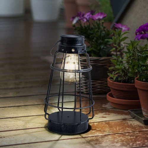 Solarleuchte Außenlampe Laterne Garten Akku maritim IP44 altsilber LED H 27 cm - Bild 7 von 12