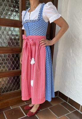 Dirndl Gr. 34/36 hellblau, mit Bluse und Schürze, Salzburger Land Tracht / Style