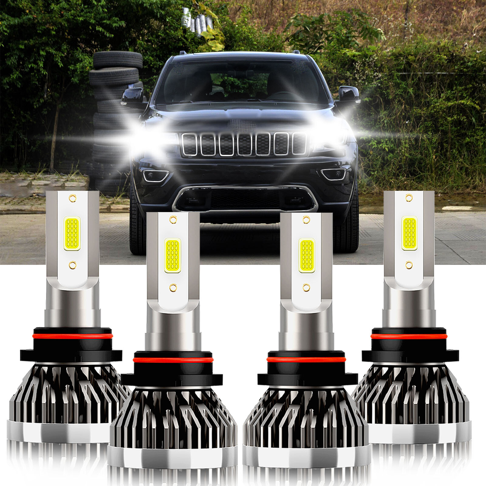 9005 LED Headlight Bulbs High Low Beam Kit for 2016-2019 Jeep Cherokee