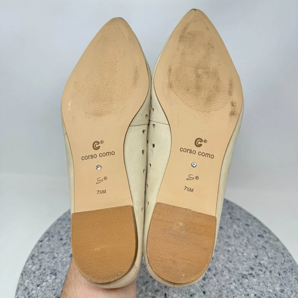 Corso Como Ballet Flats Womens 7.5 Suede Leather Beige Pointed Toe Slip On Shoes - Image 4 of 4