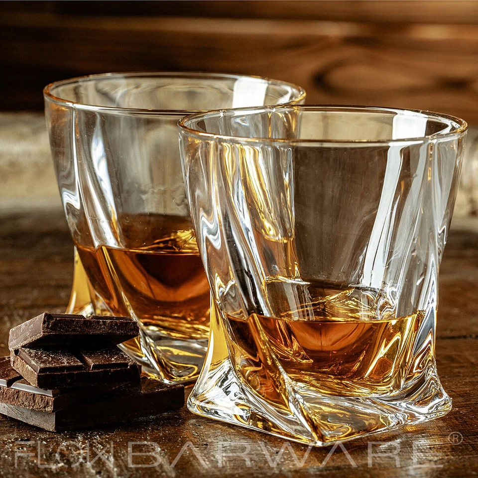 Twist Whiskey Glasses Set Of 2 Home Bar Gift Scotch, Bourbon G&T Tumblers BOXED - Image 3 of 4