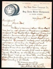 1888 Boston - Bay State Boiler Compound Co - HISTORY Rare Letter Head