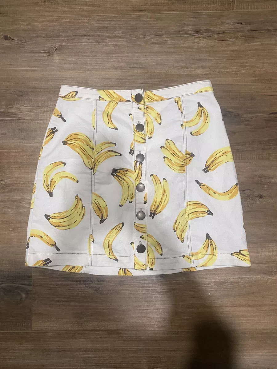 Cooperative Urban Outfitters White Banana Print A Line Button Up