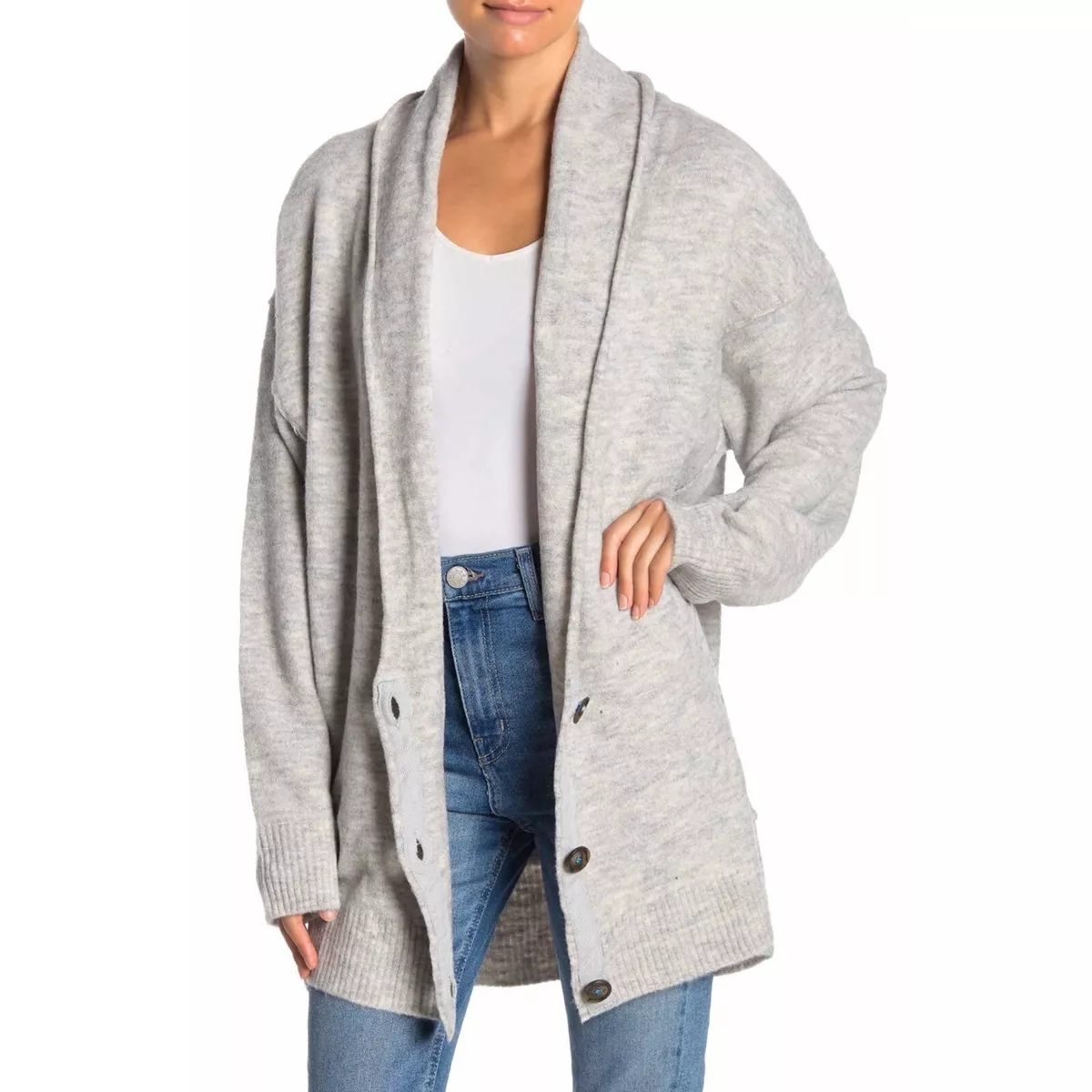 NWT Free People Eucalyptus Cardigan Heather Gray L 148 eBay