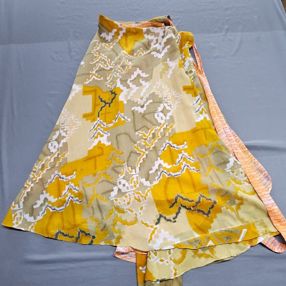 Kariza Wrap Skirt Tie Waist Layered Mix Print Art To Wear One Size