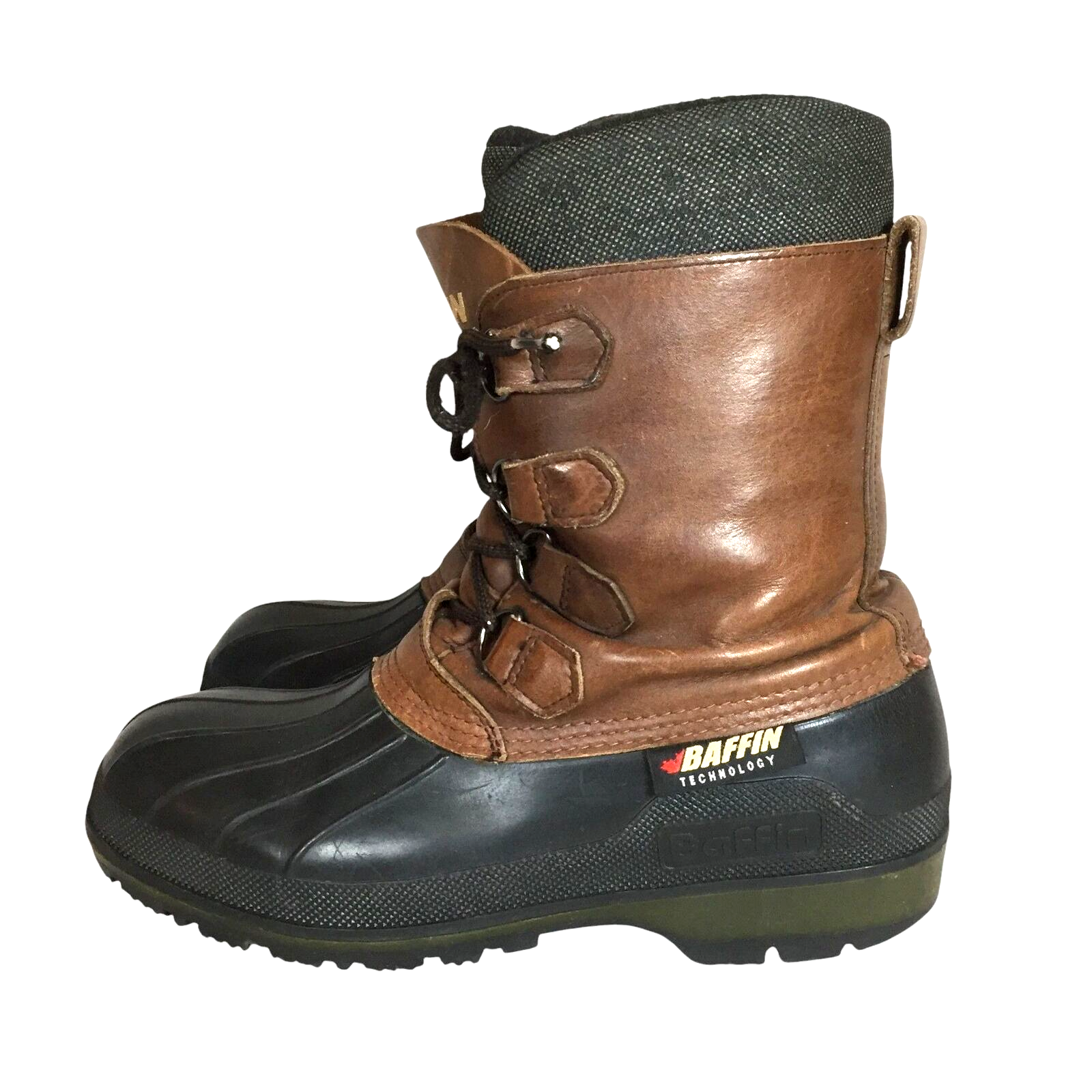 Baffin Mens Brown Leather Snow Boots with Removable Wool Liner Size 11M-image
