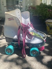 VINTAGE Pink  White Variflex Women  s Ladies Size 10 Roller Skates