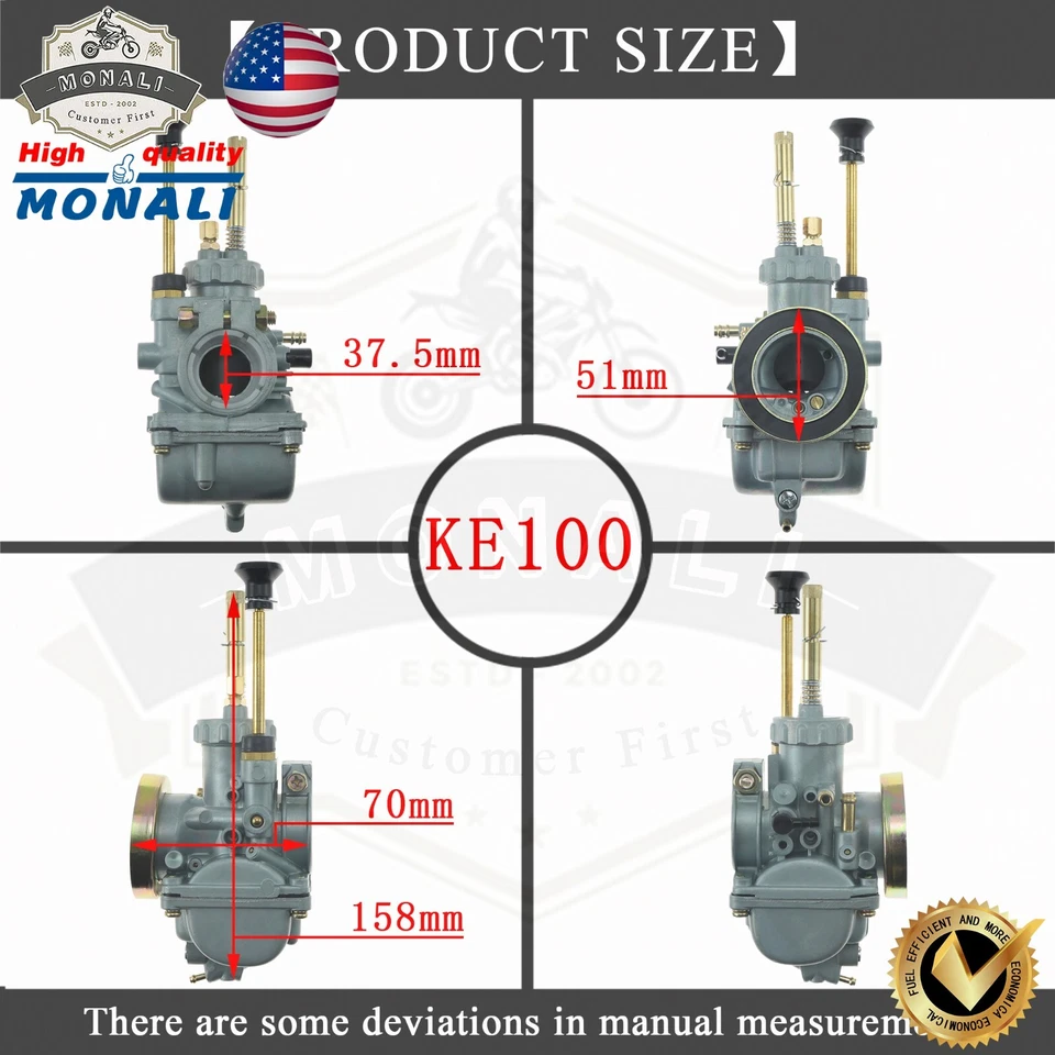 Carburetor Assembly 2-stroke Carb Set For 1976-2001 Kawasaki KE100 # 16001-1185 - Image 2 of 4