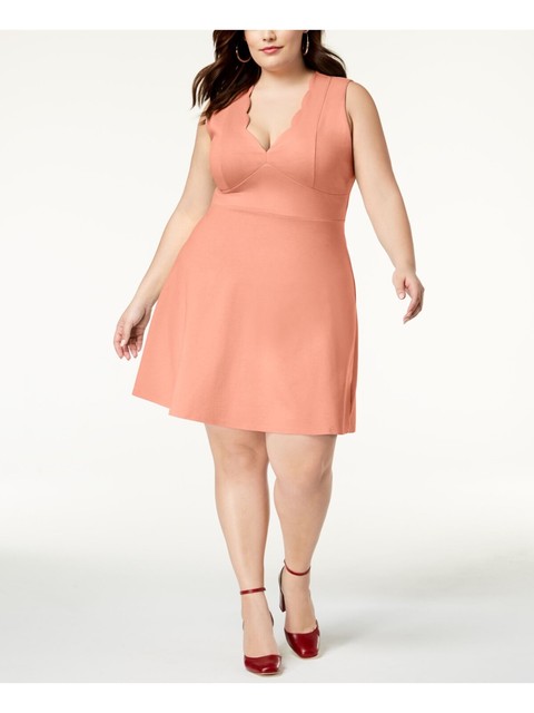 scallop trim fit & flare dress with belt