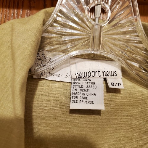 VTG Newport News size 8 / P Tan Linen cotton Button Down Dress suits at bottom - Picture 4 of 10