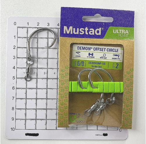 Mustad SE39943NP Círculo Demonio con Giratorio 4X Fuerte Cebo Vivo Ganchos de Pesca - Imagen 6 de 8
